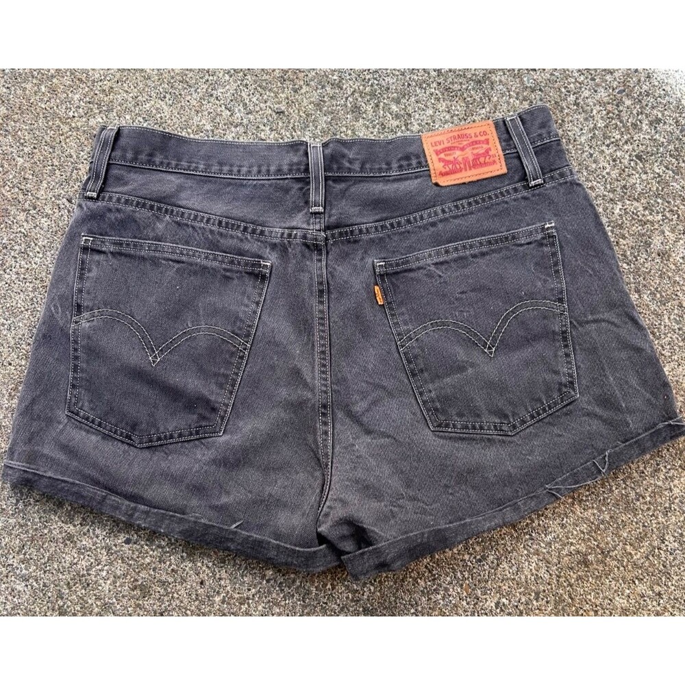 Levis womens mid rise cuffed jean denim shorts orange tab 32